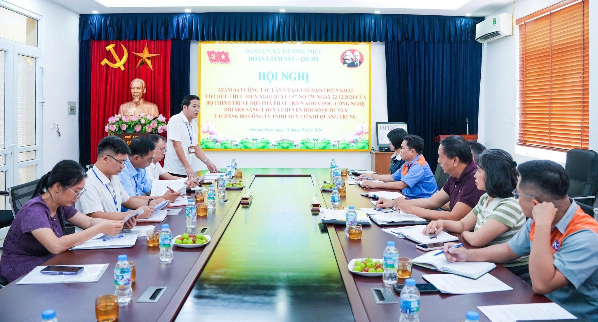 ĐOÀN GIÁM SÁT ĐẢNG ỦY XÃ THƯỢNG PHÚC GIÁM SÁT VIỆC LÃNH ĐẠO, CHỈ ĐẠO TRIỂN KHAI THỰC HIỆN NGHỊ QUYẾT SỐ 57-NQ/TW TẠI ĐẢNG BỘ CÔNG TY TNHH MTV CƠ KHÍ QUANG TRUNG